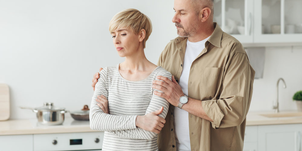 Reassuring,Spouse,After,Quarrel,Or,Bad,News,,Human,Emotions,And Person with Depression