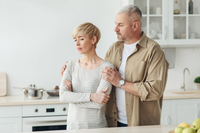 Reassuring,Spouse,After,Quarrel,Or,Bad,News,,Human,Emotions,And Person with Depression